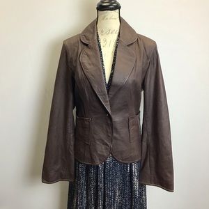Roper- Chocolate Brown Leather Blazer